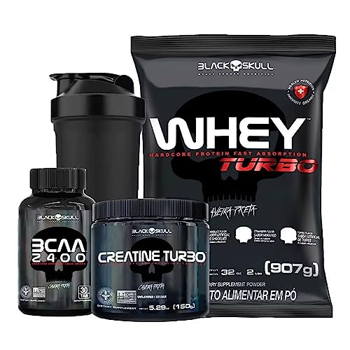 Combo Whey Protein Turbo + Bcaa + Creatina - Black Skull (Baunilha)