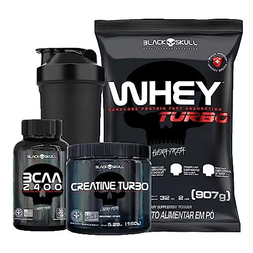 Combo Whey Protein Turbo + Bcaa + Creatina - Black Skull (Chocolate)