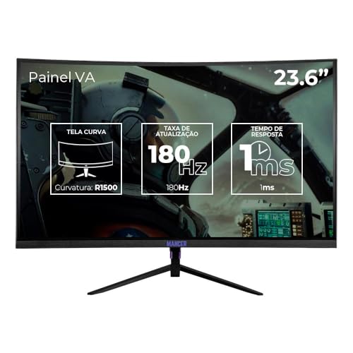 Monitor Gamer Mancer Valak Z180H, 24 Pol. VA, Curvo, FHD, 1ms, 180Hz, FreeSync e G-Sync, HDMI/DP, MCR-VKZ180H-BL01