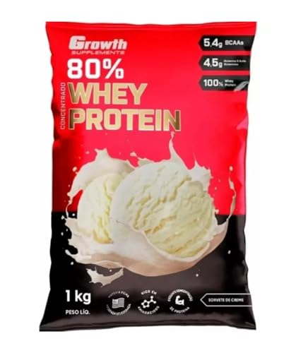 WHEY PROTEIN CONCENTRADO (1KG) - GROWTH SUPPLEMENTS (1kg, Sorvete de Creme)