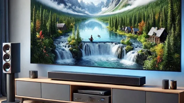 Smart TV 50" QLED 4K com Soundbar: Imersão Completa em Som e Imagem
