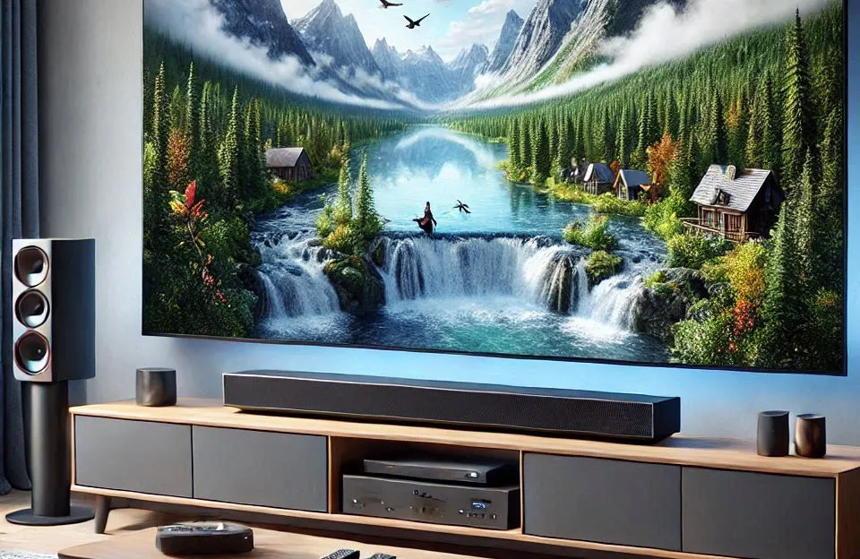 Smart TV 50" QLED 4K com Soundbar: Imersão Completa em Som e Imagem