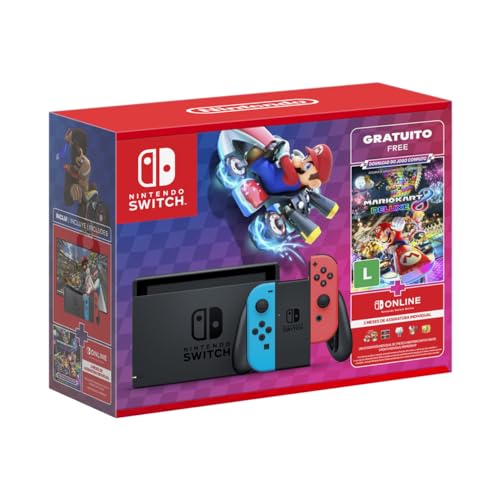 Bundle Nintendo Switch™ V2 Neon + Mario Kart™ 8 + 3 Meses de Assinatura Nintendo Switch Online
