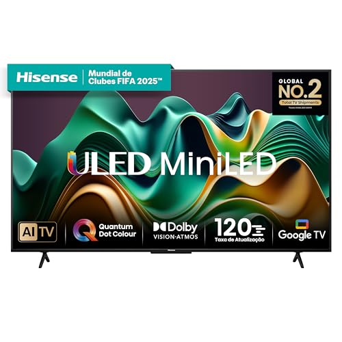 Hisense Smart TV UHD 4K Mini LED 65" Polegadas 65U6N Google TV, Processador com AI, HDR10+, Dolby Atmos, Sports Mode, Game Mode Plus e Compatível com Alexa