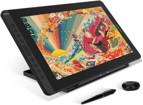 HUION Mesa digitalizadora Kamvas 16 com tela totalmente laminada, com Stylus sem bateria, suporte ajustável com 10 teclas de atalho ajustável, tela de caneta de 15,6 polegadas