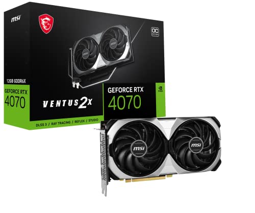 MSI Gaming GeForce RTX 4070 12GB GDRR6X Extreme Clock: 2520 MHz 192-Bit HDMI/DP Nvlink TORX Fan 4.0 Ada Lovelace Architecture Graphics Card (RTX 4070 Ventus 2X 12G OC)
