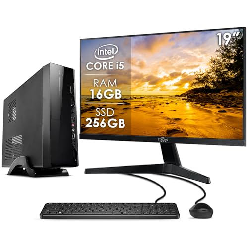 Computador Slim Completo Intel Core i5 16GB SSD 256GB Monitor 19" 4 Núcleos Super Turbo Pc Hdmi Teclado e Mouse Strong Tech