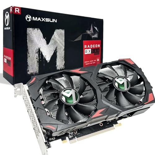 maxsun Placa de Vídeo AMD Radeon RX580 8GB, placa de vídeo de 2048 SP GDDR5 de 256 bits para jogos de PC com 2*DP&1*HDMI Express x 16 3.0 Placa de vídeo para jogos com ventiladores duplos