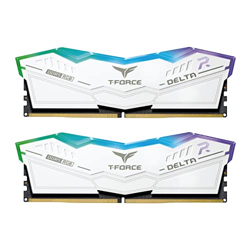 TEAMGROUP T-Force Delta RGB DDR5 Ram 32 GB Kit (2 x 16 GB) 7200MHz (PC5-57600) CL34 Módulo de memória RAM (branco) para chipset da série 600 - FF4D532G7200HC34ADC01