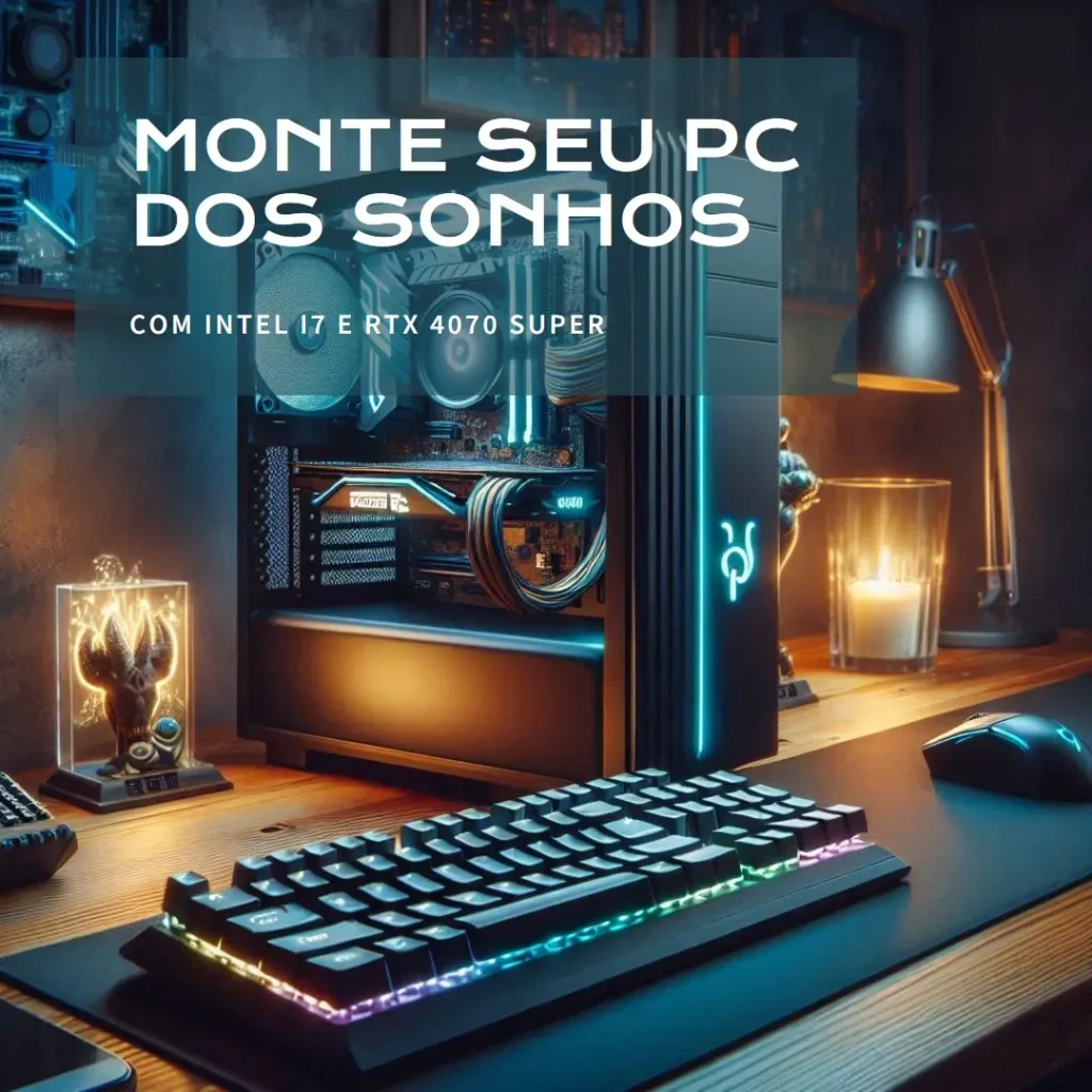 Monte seu PC: Intel i7-14700F, RTX 4070 Super, 32GB, 1TB SSD