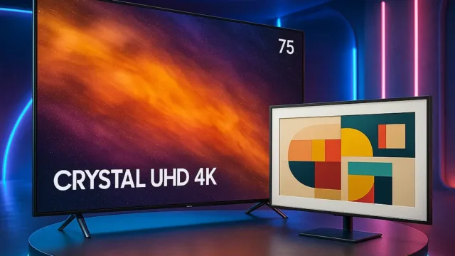Smart Big TV 75" Crystal UHD 4K + QLED The Frame 32”: Imersão e Estilo em Dobro