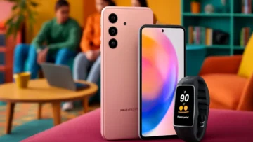 Samsung A56 5G (128GB) - Rosa + Galaxy Fit3 - Grafite: Poder e Conectividade ao Seu Alcance