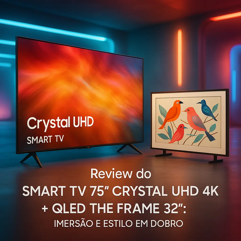 Smart Big TV 75" Crystal UHD 4K + QLED The Frame 32”: Imersão e Estilo em Dobro