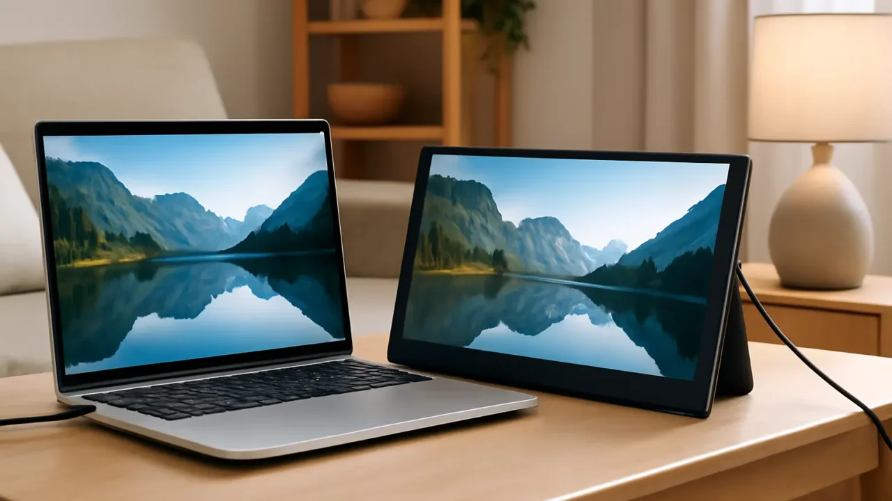 Monitor Portátil FHD 14,1" para Laptop: Extra Monitor USB-C Dobrável IPS