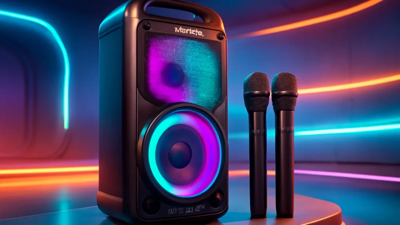 Caixa de Som Moob Wave Bluetooth 5.0 TWS 2 Alto-Falantes Painel LED e Entrada para 2 Microfones 500W