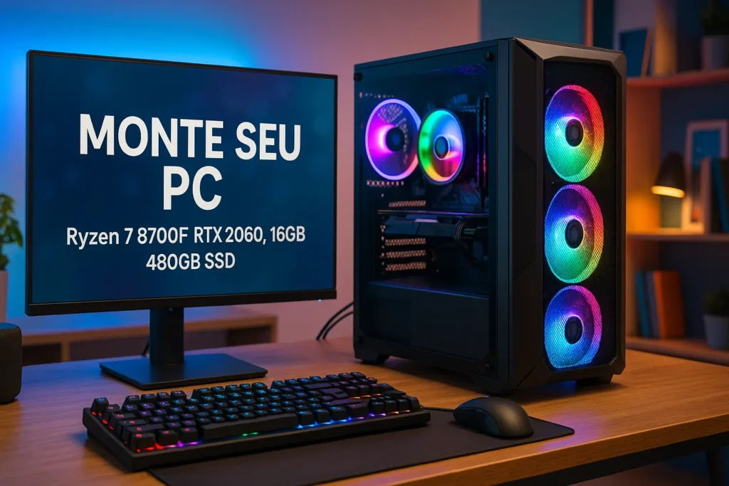 Monte seu PC: Ryzen 7 8700F, RTX 2060, 16GB, 480GB SSD