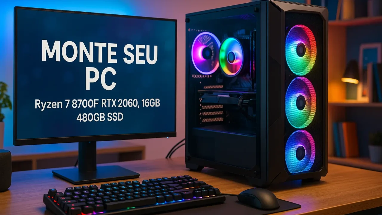 Monte seu PC: Ryzen 7 8700F, RTX 2060, 16GB, 480GB SSD