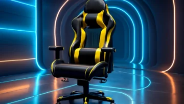 Moob Cadeira Gamer Reclinável GT Racer Com Almofadas para Lombar e Pescoço Preto/Amarelo