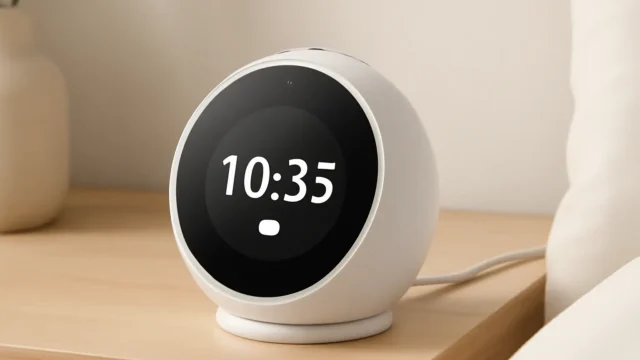 Echo Spot com Alexa | Despertador inteligente com som vibrante