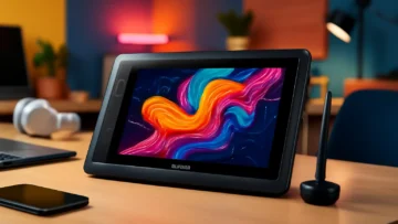 HUION Tablet Gráfico Kamvas Pro 12: Tela Laminada, Stylus Sem Bateria e Alta Sensibilidade à Pressão