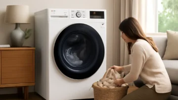 Lavadora de Roupas Lava e Seca Smart LG com Inteligência Artificial AIDD 14KG Branca 127V