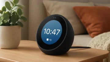 Echo Spot com Alexa | Despertador inteligente com som vibrante