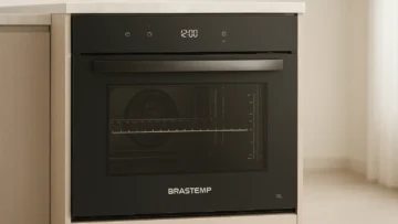 Forno de embutir a gás Brastemp 78 litros Preto com grill e timer touch - BOA84AE 220V