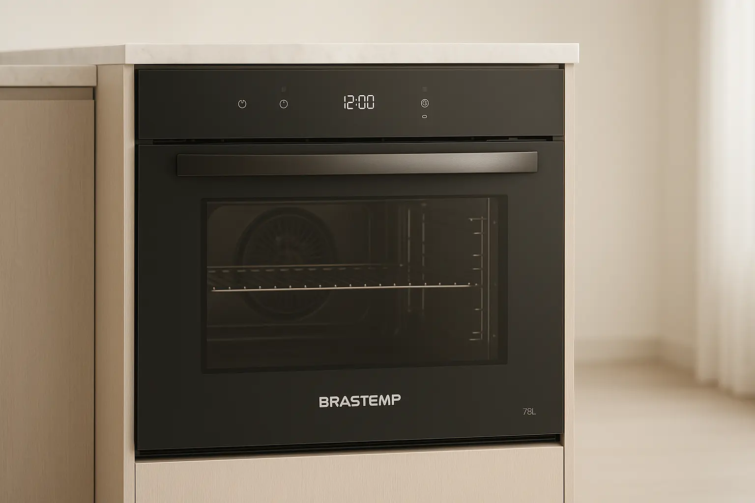 Forno de embutir a gás Brastemp 78 litros Preto com grill e timer touch - BOA84AE 220V