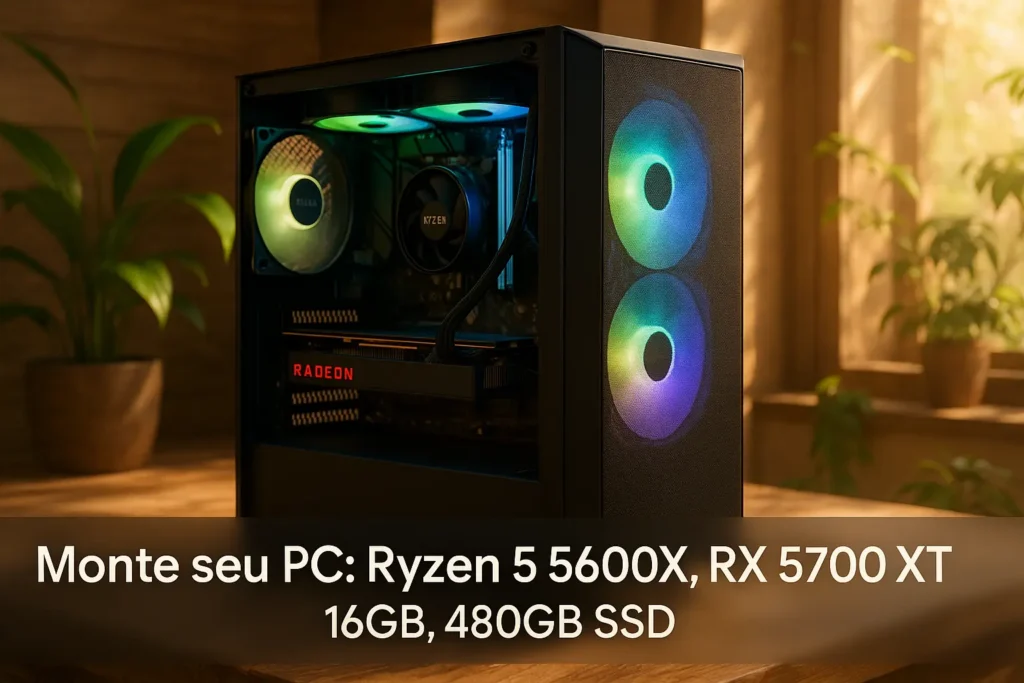 Monte seu PC: Ryzen 5 5600X, RX 5700 XT, 16GB, 480GB SSD