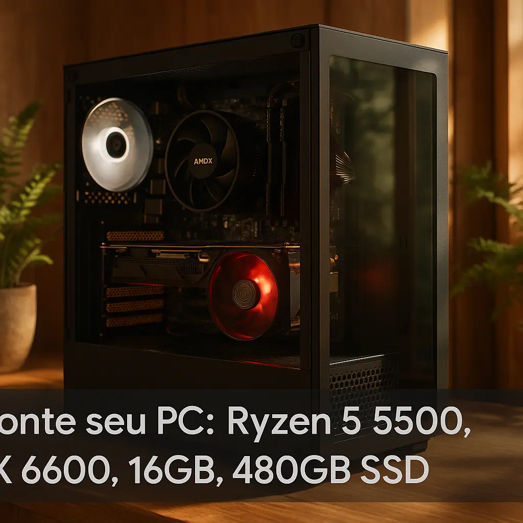 Monte seu PC: Ryzen 5 5500, RX 6600, 16GB, 480GB SSD