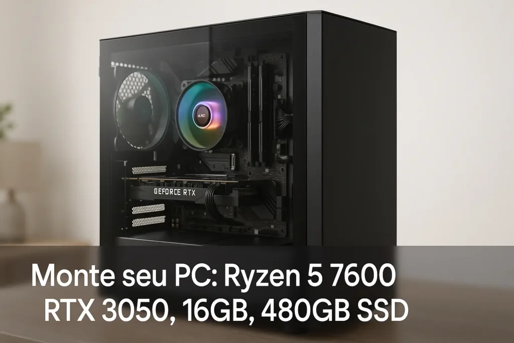 Monte seu PC: Ryzen 5 7600, RTX 3050, 16GB, 480GB SSD