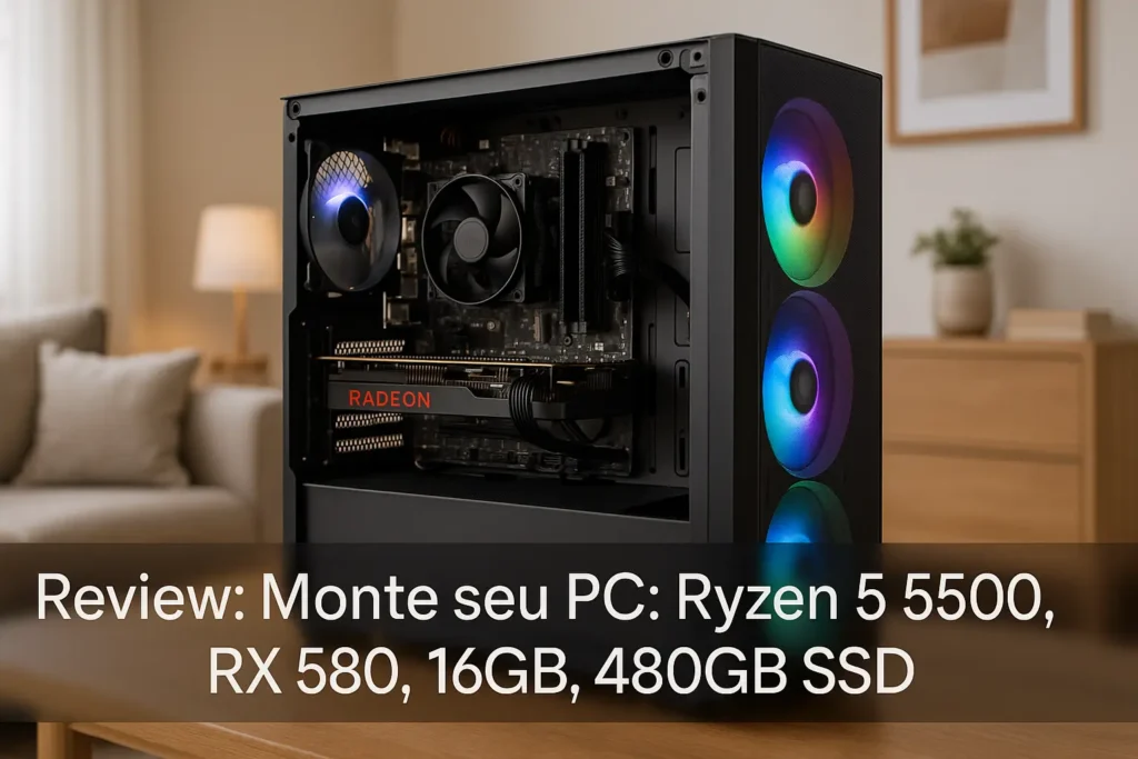 Monte seu PC: Ryzen 5 5500, RX 580, 16GB, 480GB SSD