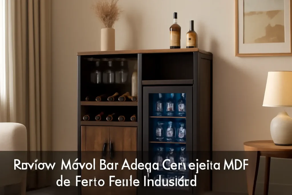 Móvel Bar Adega Cervejeira MDF de Ferro Estilo Industrial