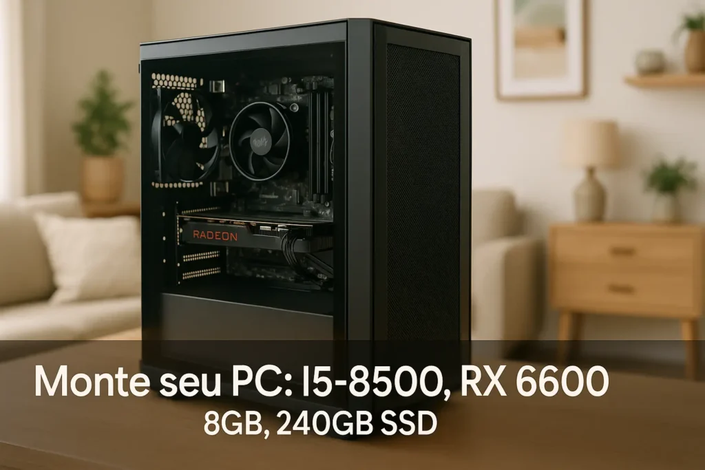 Monte seu PC: i5-8500, RX 6600, 8GB, 240GB SSD