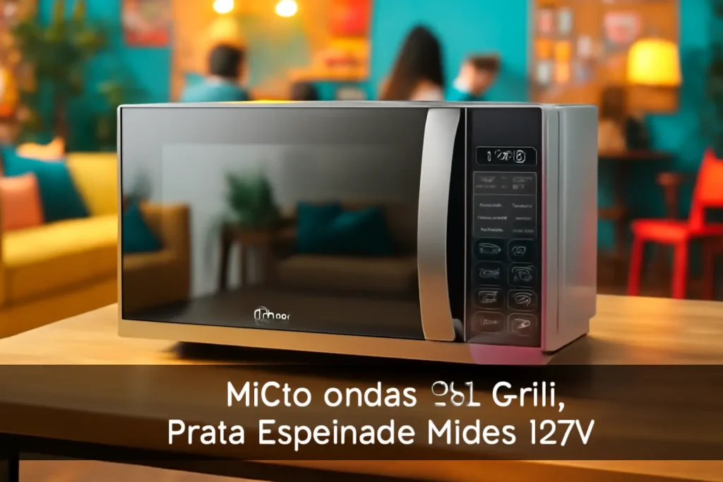 Micro-ondas 35L Grill Prata Espelhado Midea 127V - Função Grill, 35L e Prato Inteligente