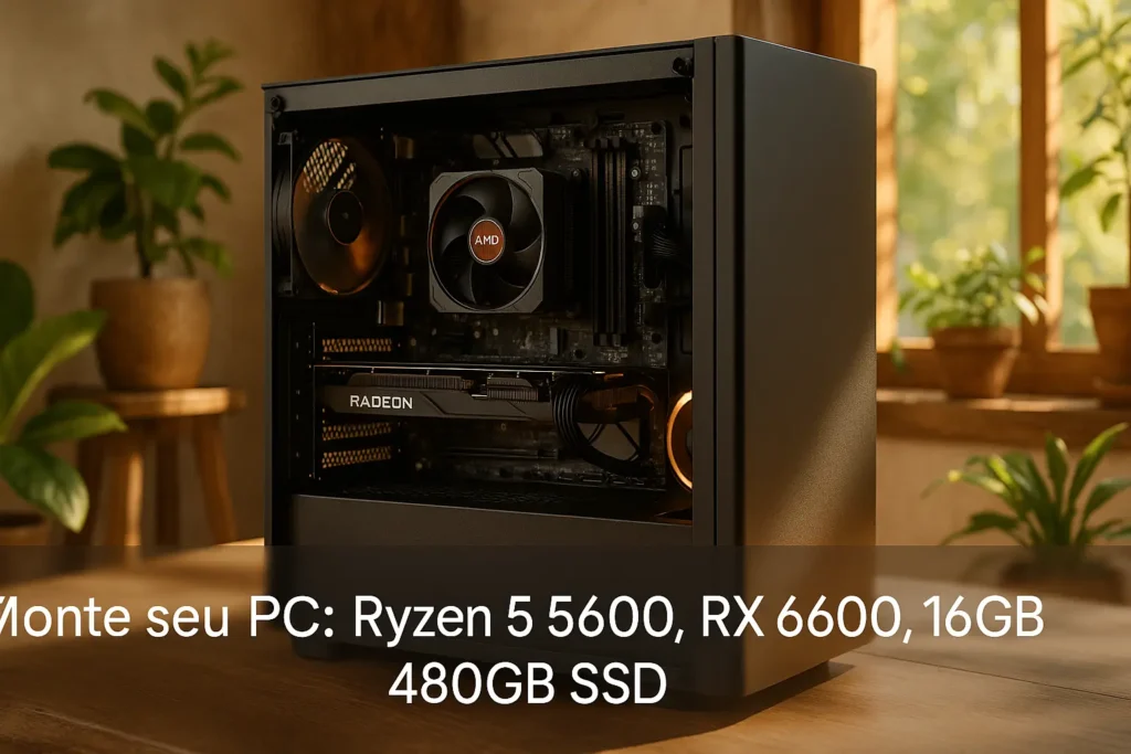 Monte seu PC: Ryzen 5 5600, RX 6600, 16GB, 480GB SSD