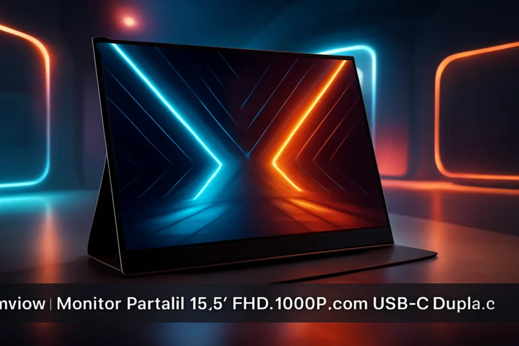 Monitor Portátil 18,5" FHD 1080P com USB-C Dupla e HDMI