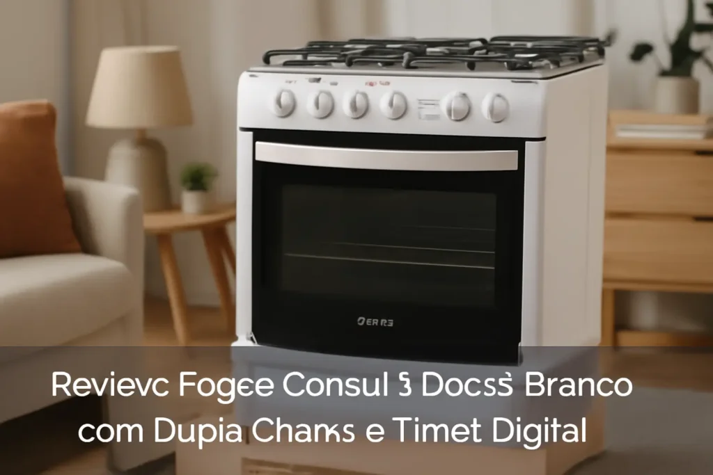 Fogão Consul 5 Bocas Branco com Dupla Chama e Timer Digital