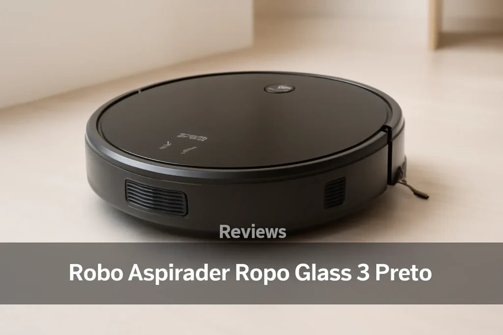Robô Aspirador Ropo Glass 3 Preto: Mapeamento Inteligente e Esterilização UV