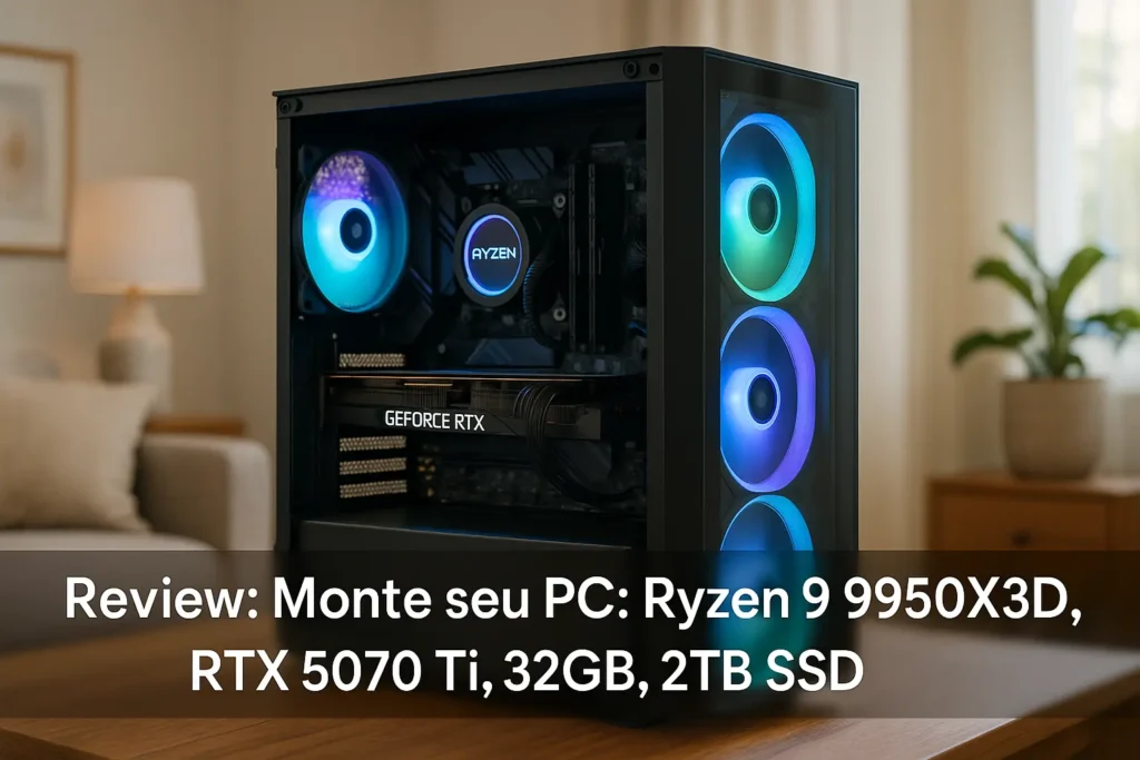 Monte seu PC: Ryzen 9 9950X3D, RTX 5070 Ti, 32GB, 2TB SSD