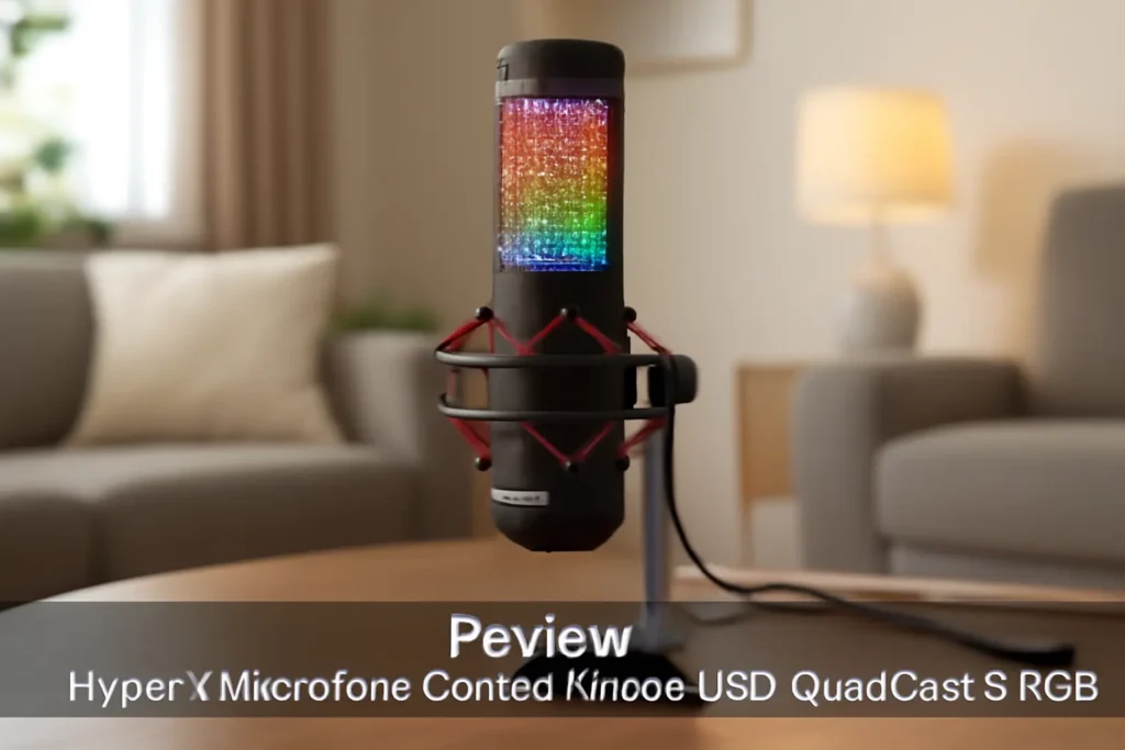 HyperX Microfone Condensador USB QuadCast S RGB para PC, PS4, PS5 e Mac