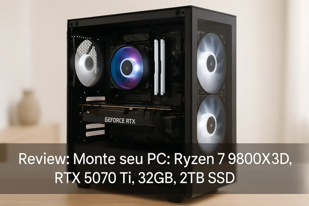 Monte seu PC: Ryzen 7 9800X3D, RTX 5070 Ti, 32GB, 2TB SSD