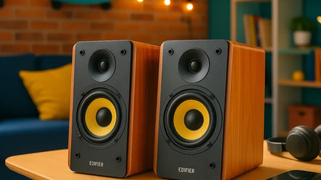 Edifier R1000T4: Som Estéreo e Acabamento em Madeira MDF