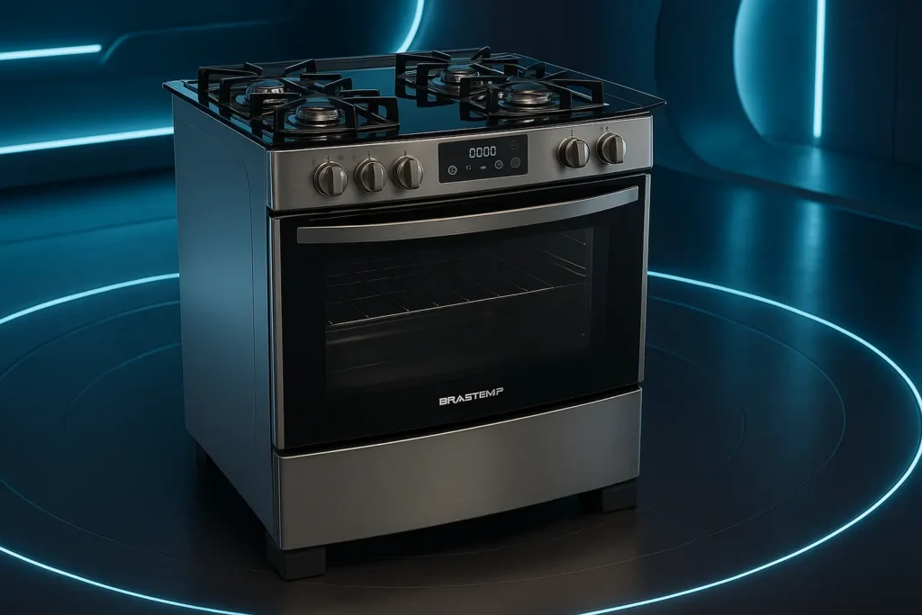 Fogão Brastemp 5 Bocas Inox com Mesa de Vidro e Timer Touch