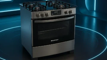 Fogão Brastemp 5 Bocas Inox com Mesa de Vidro e Timer Touch