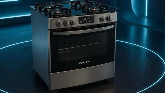 Fogão Brastemp 5 Bocas Inox com Mesa de Vidro e Timer Touch