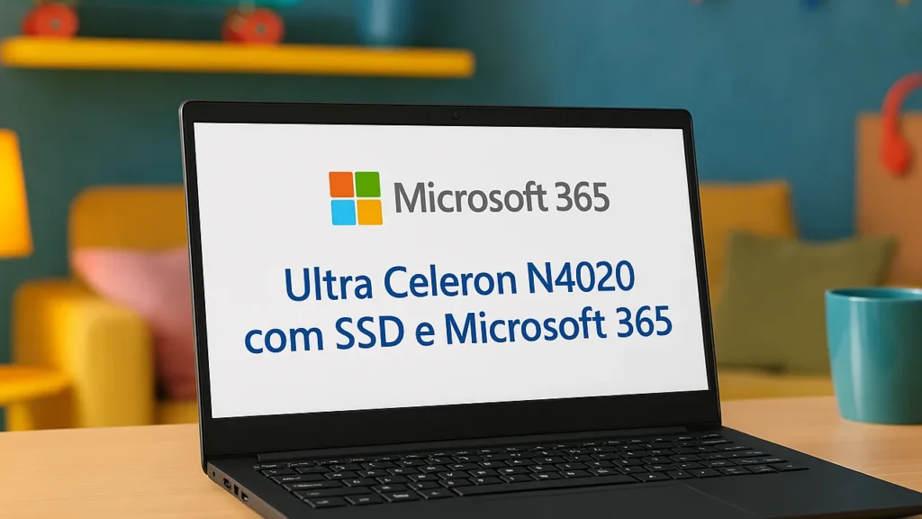 Notebook Ultra Celeron N4020 com SSD e Microsoft 365
