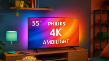 6 TV Philips 55 polegadas 4K Ambilight com desempenho turbinado