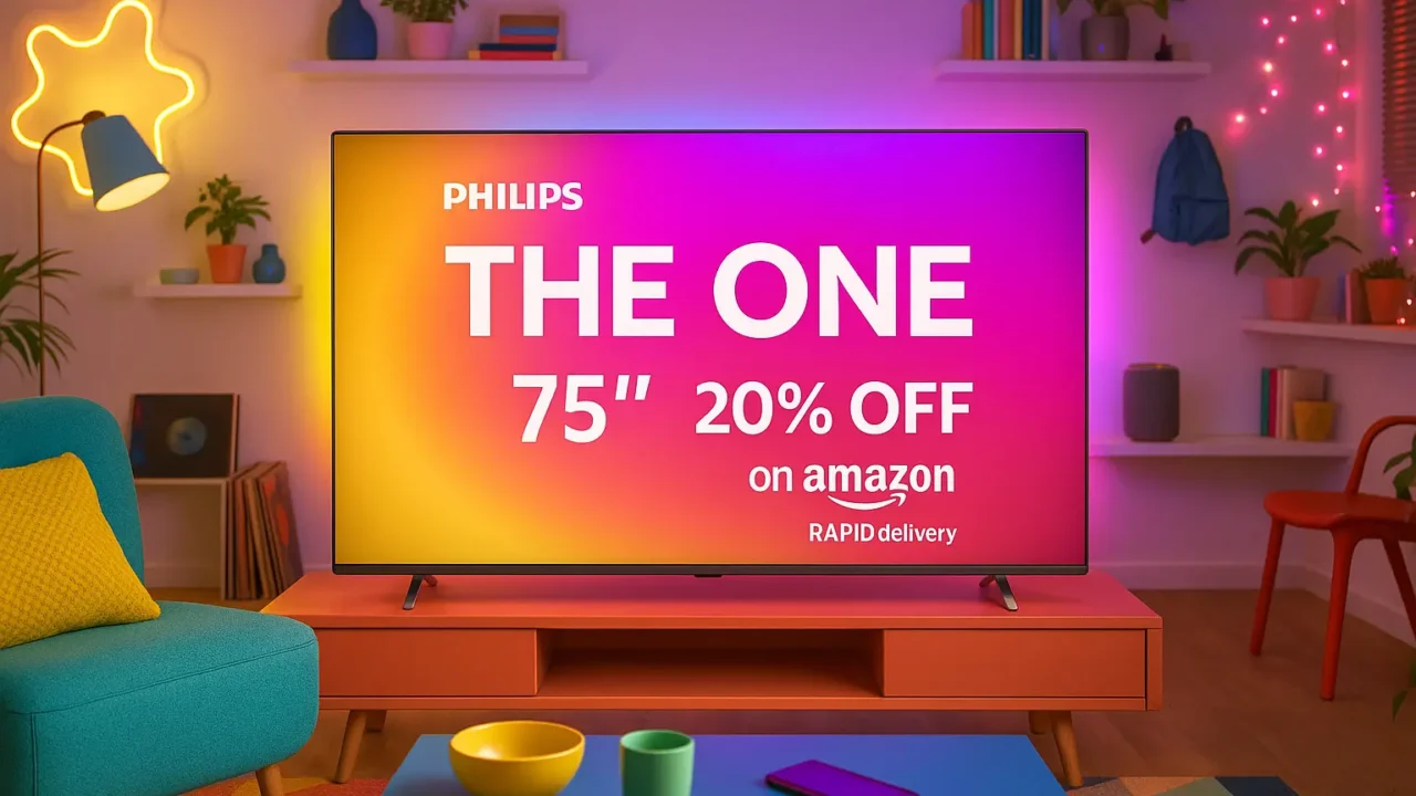 Smart TV Philips Ambilight THE ONE 75" com 20% OFF na Amazon e entrega rápida