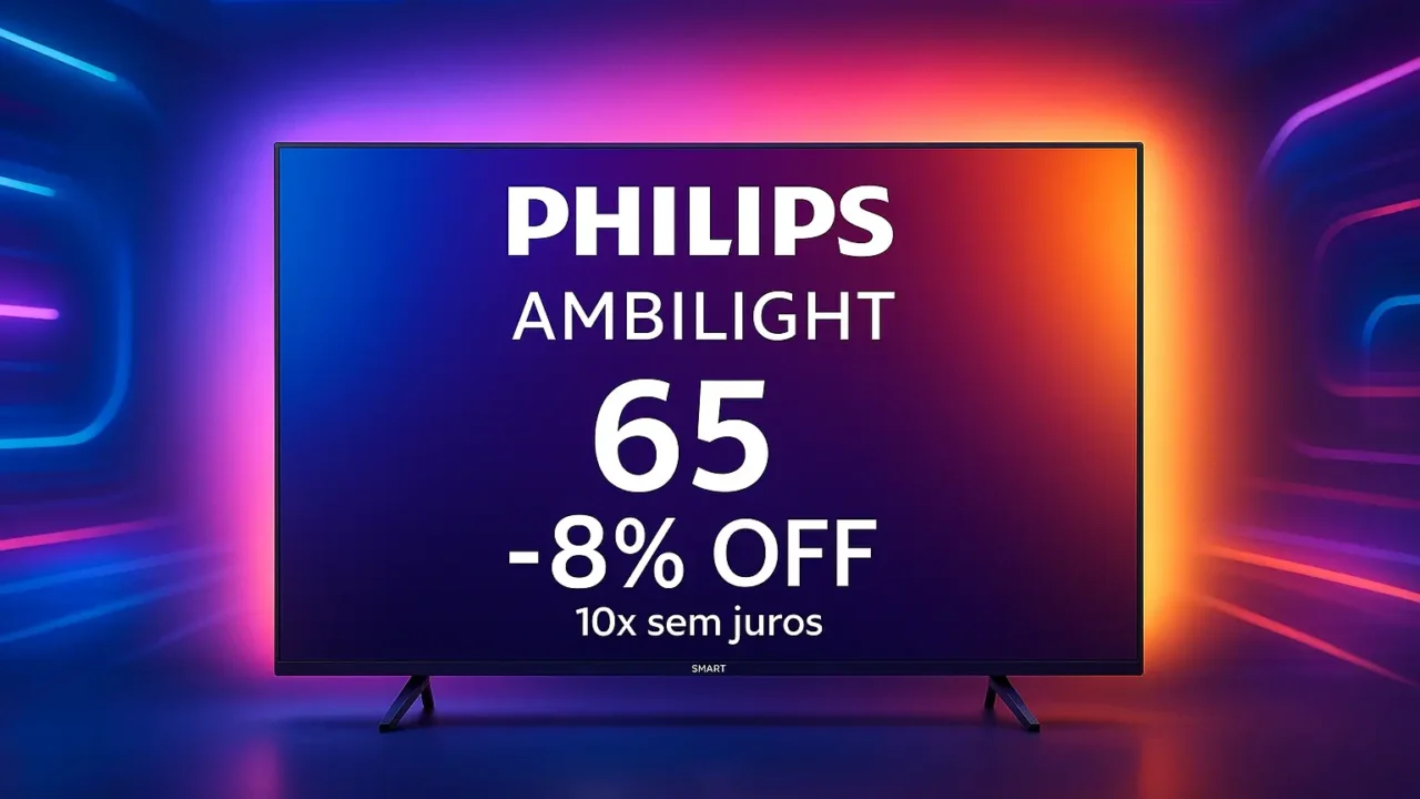 Smart TV Philips Ambilight 65" com 8% OFF na Amazon; 10x sem juros e preço monitorado